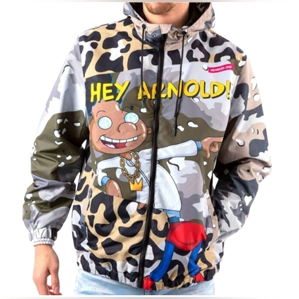 Member Only X Nickelodeon Hey Arnold Camouflage Hooded Jacket EUC